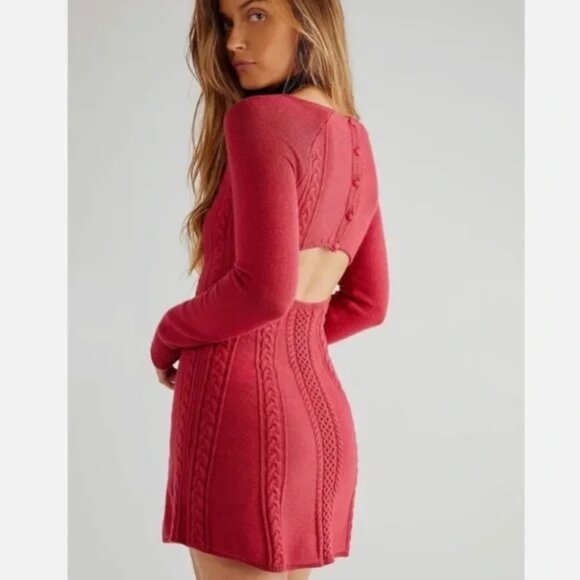 Free People Vibrant Red Knit Sweater Dress - Picture 3 of 10